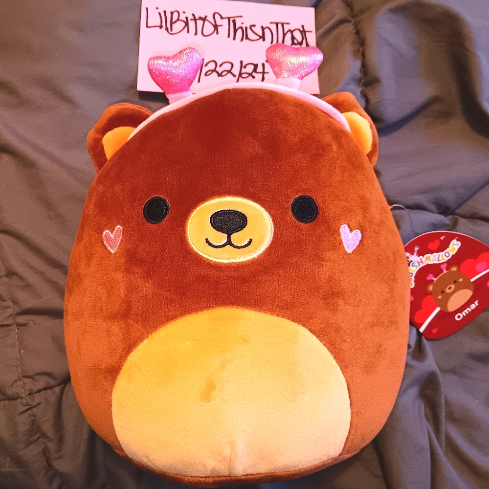 Omar the Bear Heart Cheeks Valentines 2024 Squishmallow 8” NWT